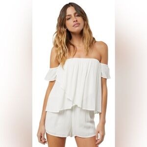 O’Neill Lilio Off Shoulder Romper Size Small – Ruffle Detail, Summer Style